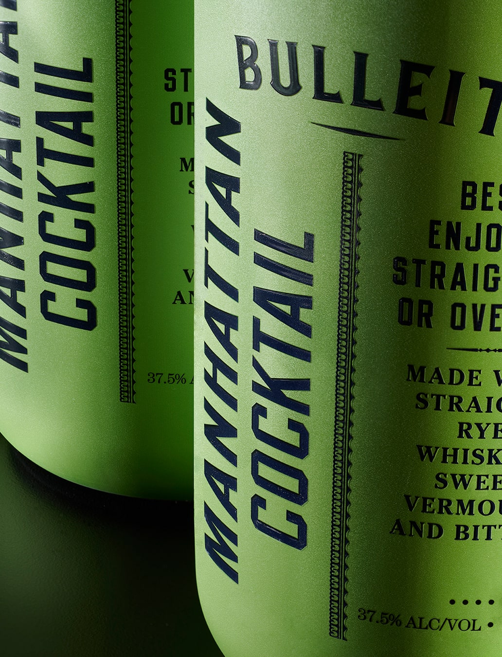Bulleit ready-to-pour manhattan bottle detail