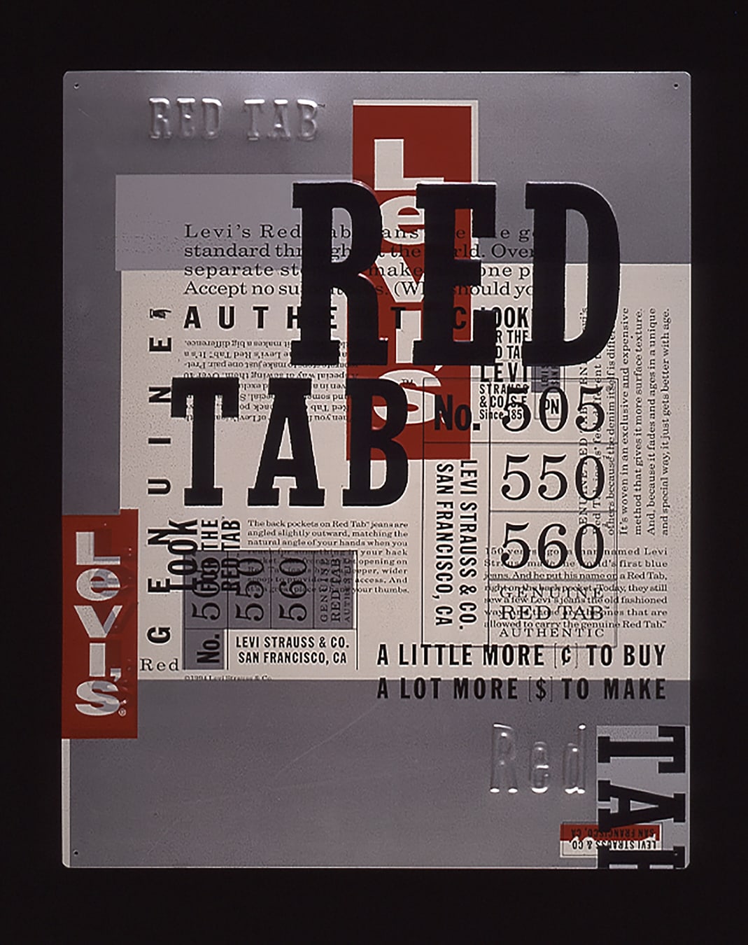 Levi Strauss Red Tab point of sale metal sign design
