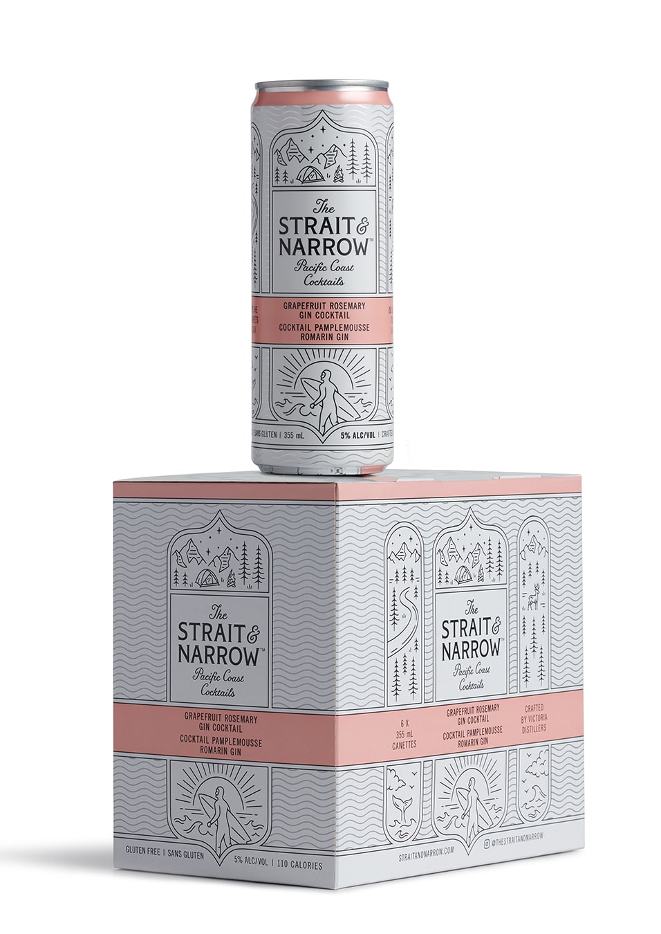 The Straight & Narrow Pacific Coast Cocktails can and box design