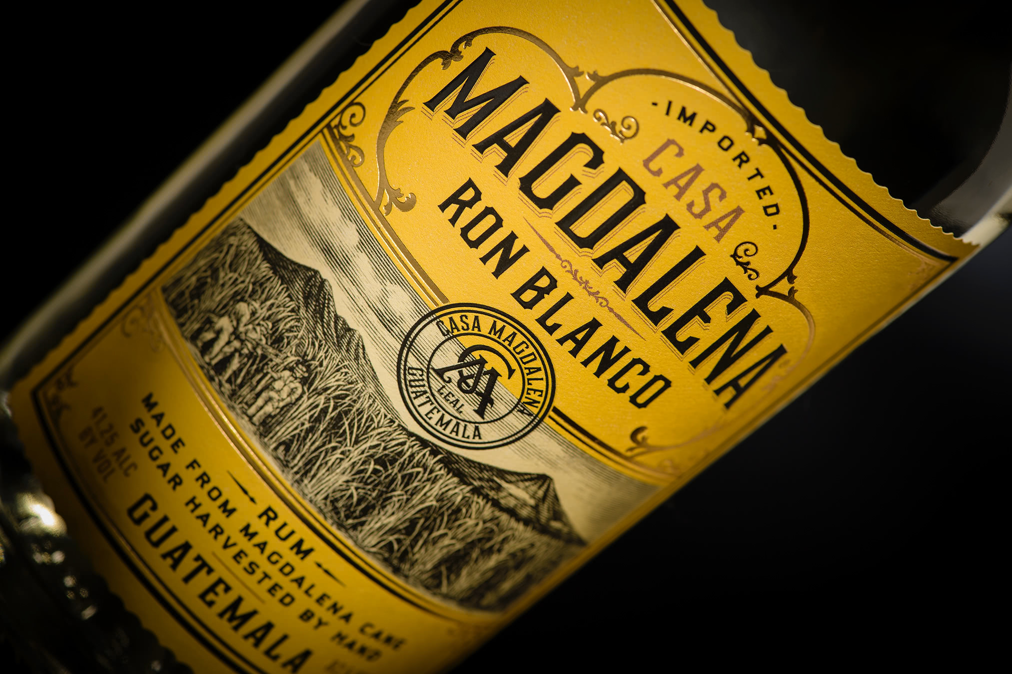 Casa Magdalena Rum - liquor bottle label design detail
