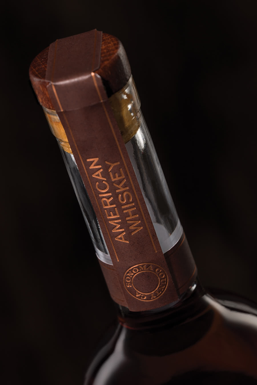 Redwood Empire Whiskey - liquor bottle neck design detail