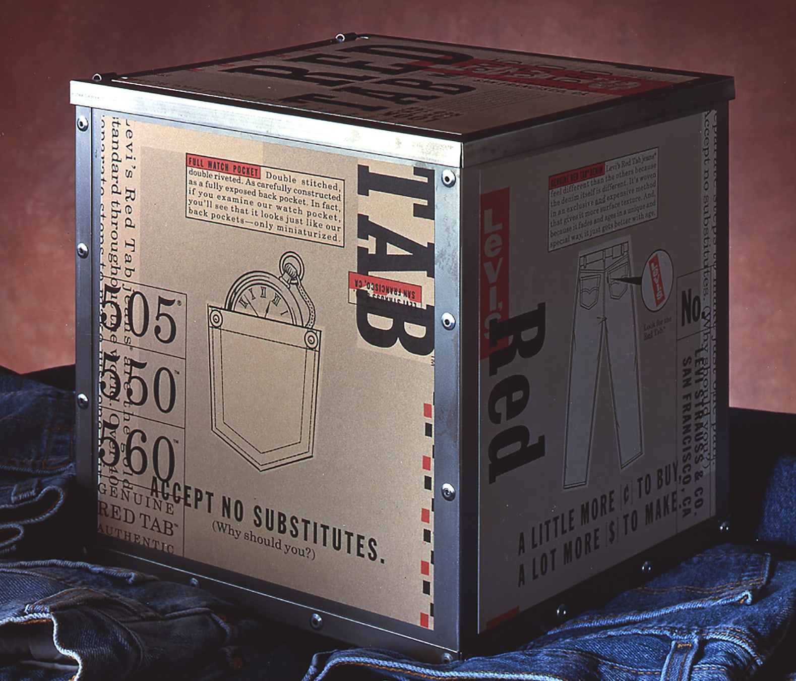 Levi Strauss Red Tab point of sale design cube sign