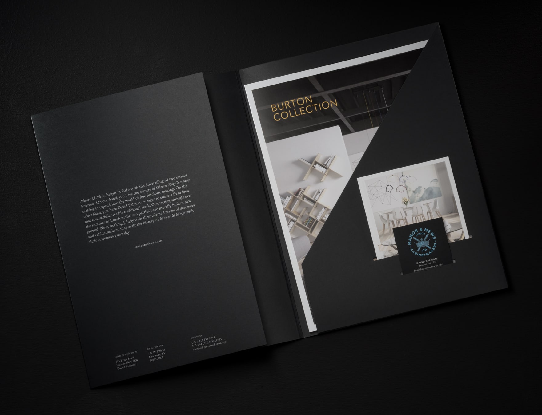 Manor & Mews identity design folder detail