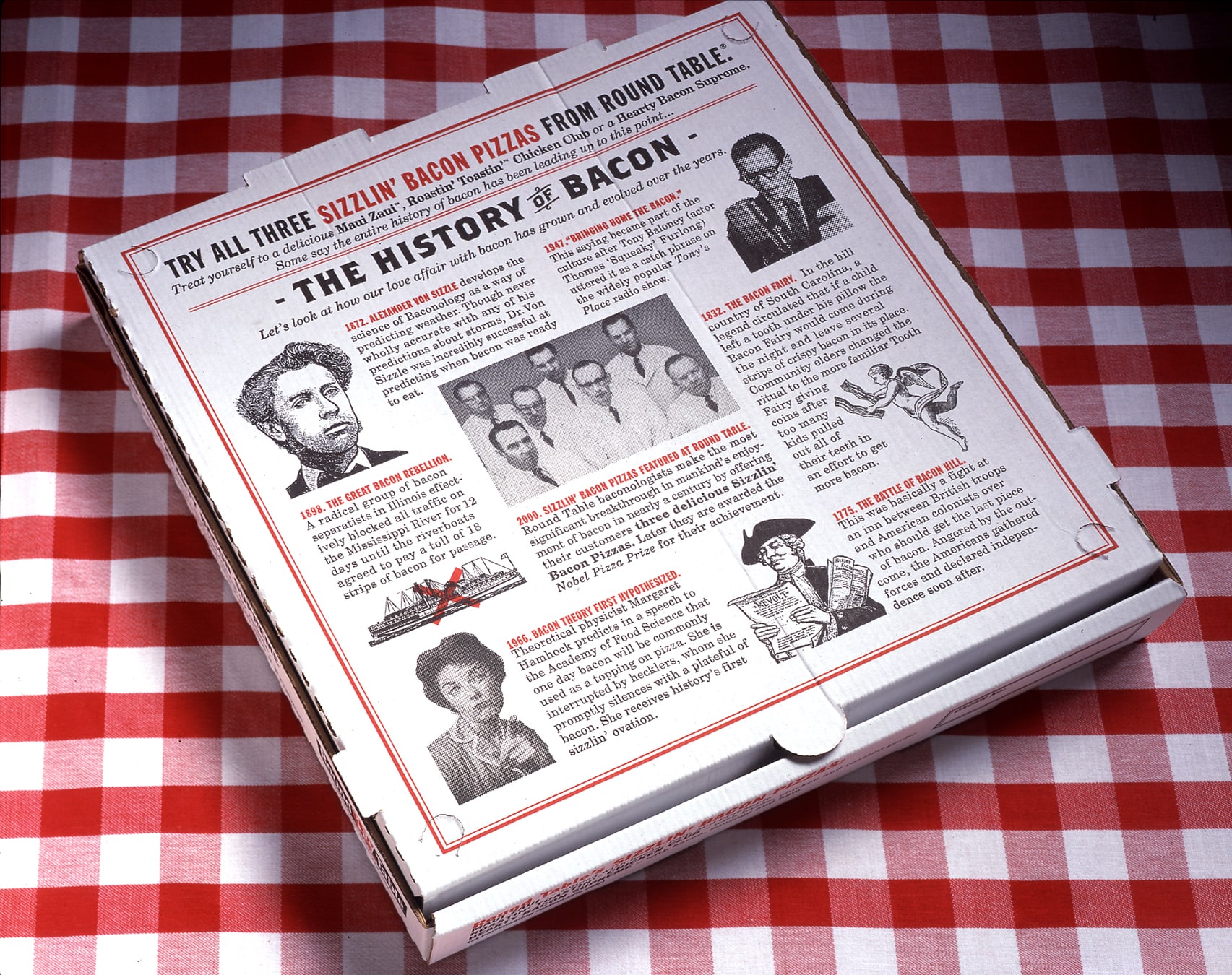 Round Table Pizza box Bacon