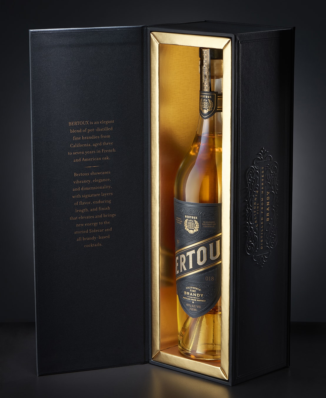Bertoux Brandy - spirits bottle gift box design