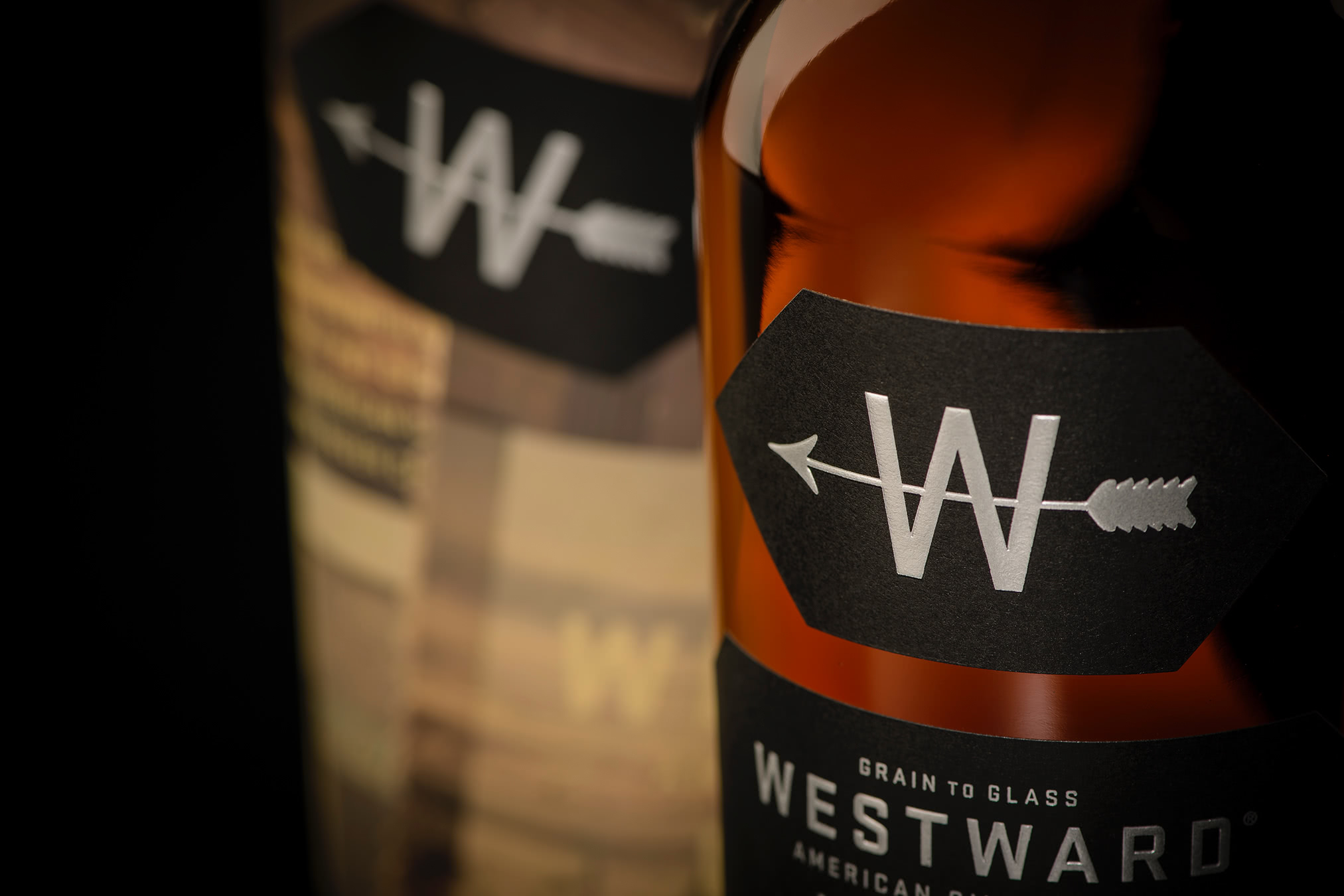Westward Whiskey - liquor bottle design label detail