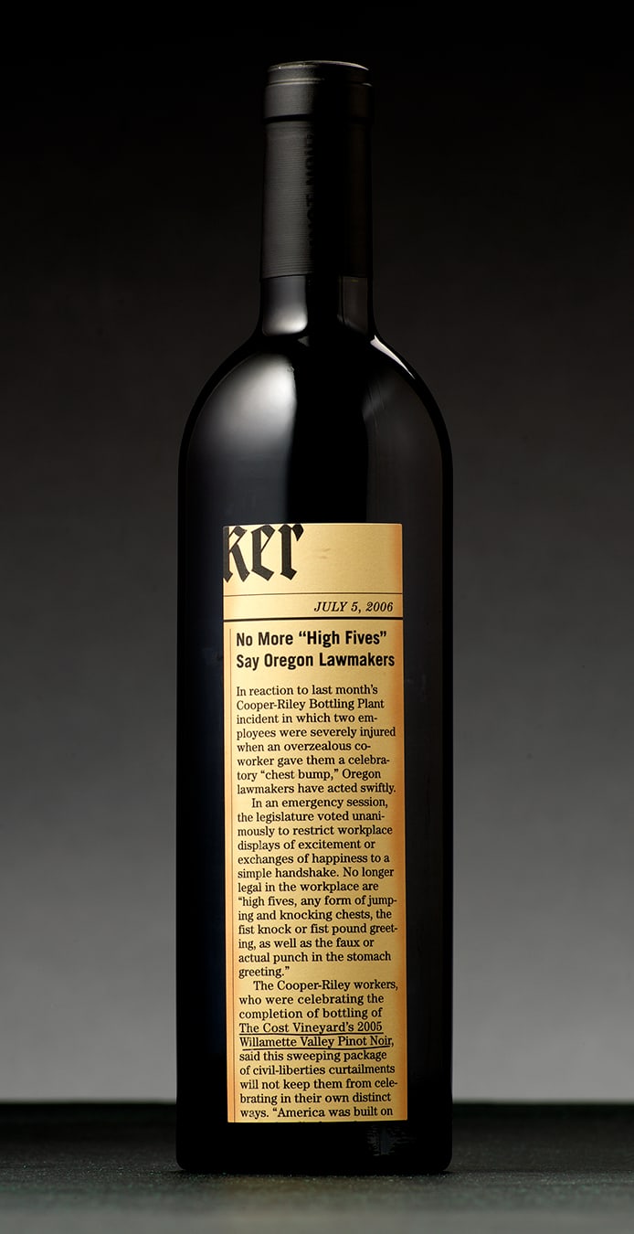 Cost Vineyards wine bottle packaging design
