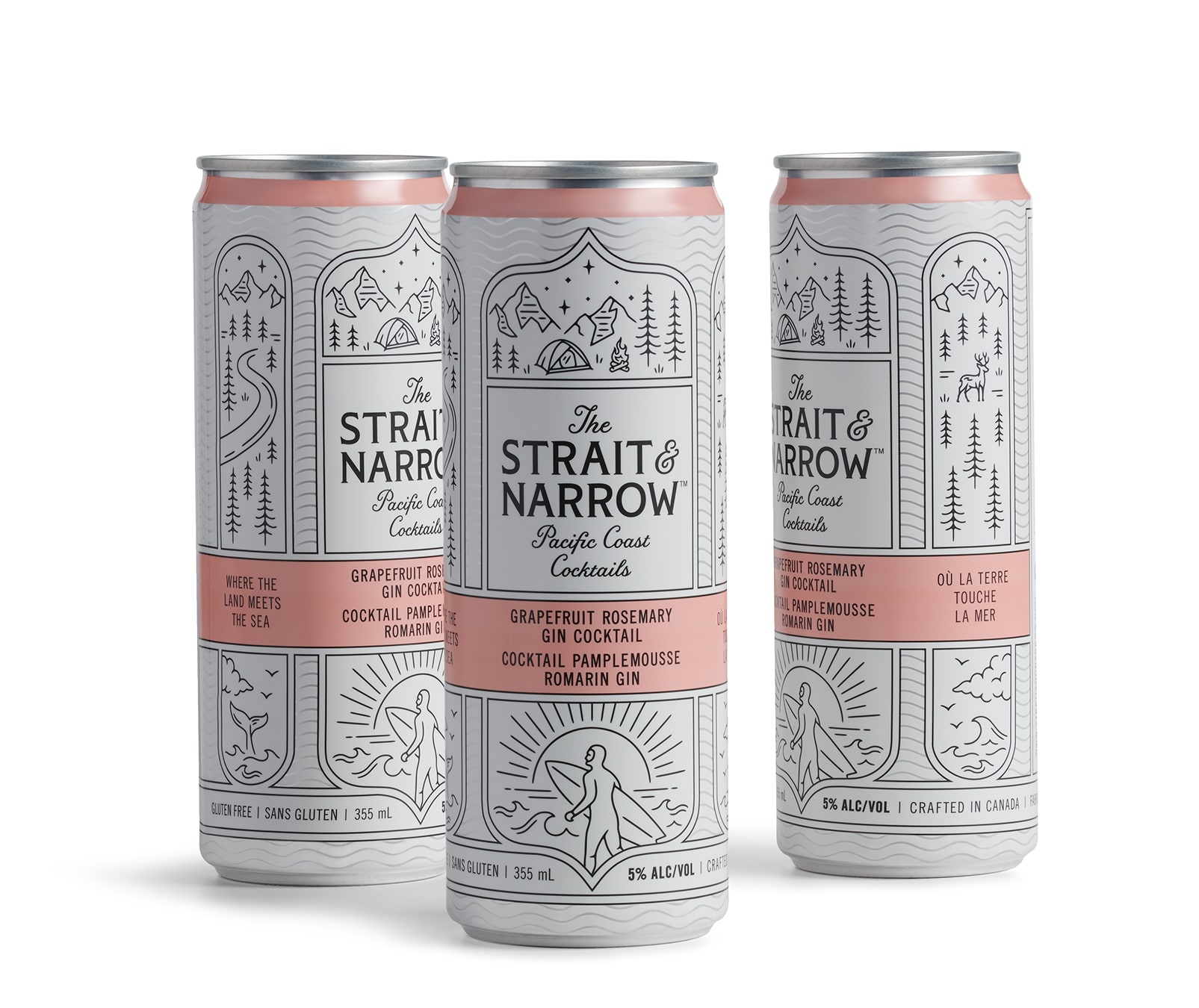The Straight & Narrow Pacific Coast Cocktails grapefruit package design