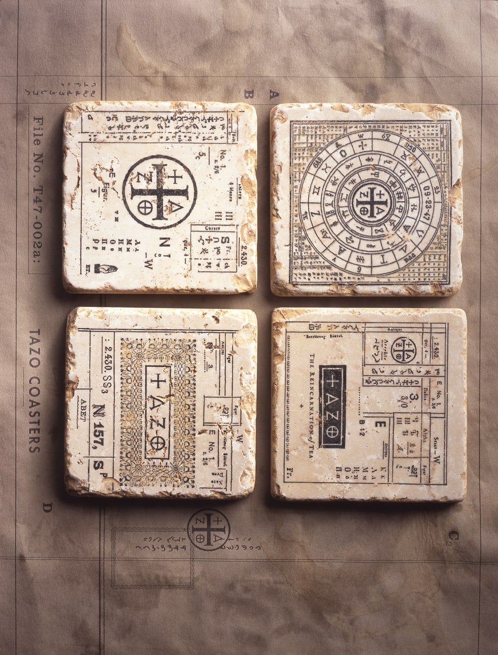 Tazo Tea identity design stone coasters