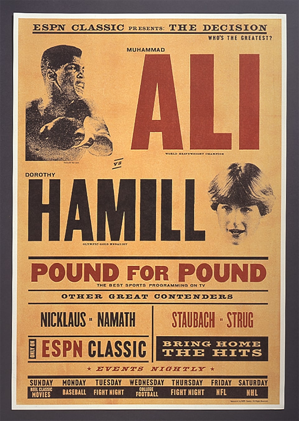 ESPN Ali vs Hamill poster design