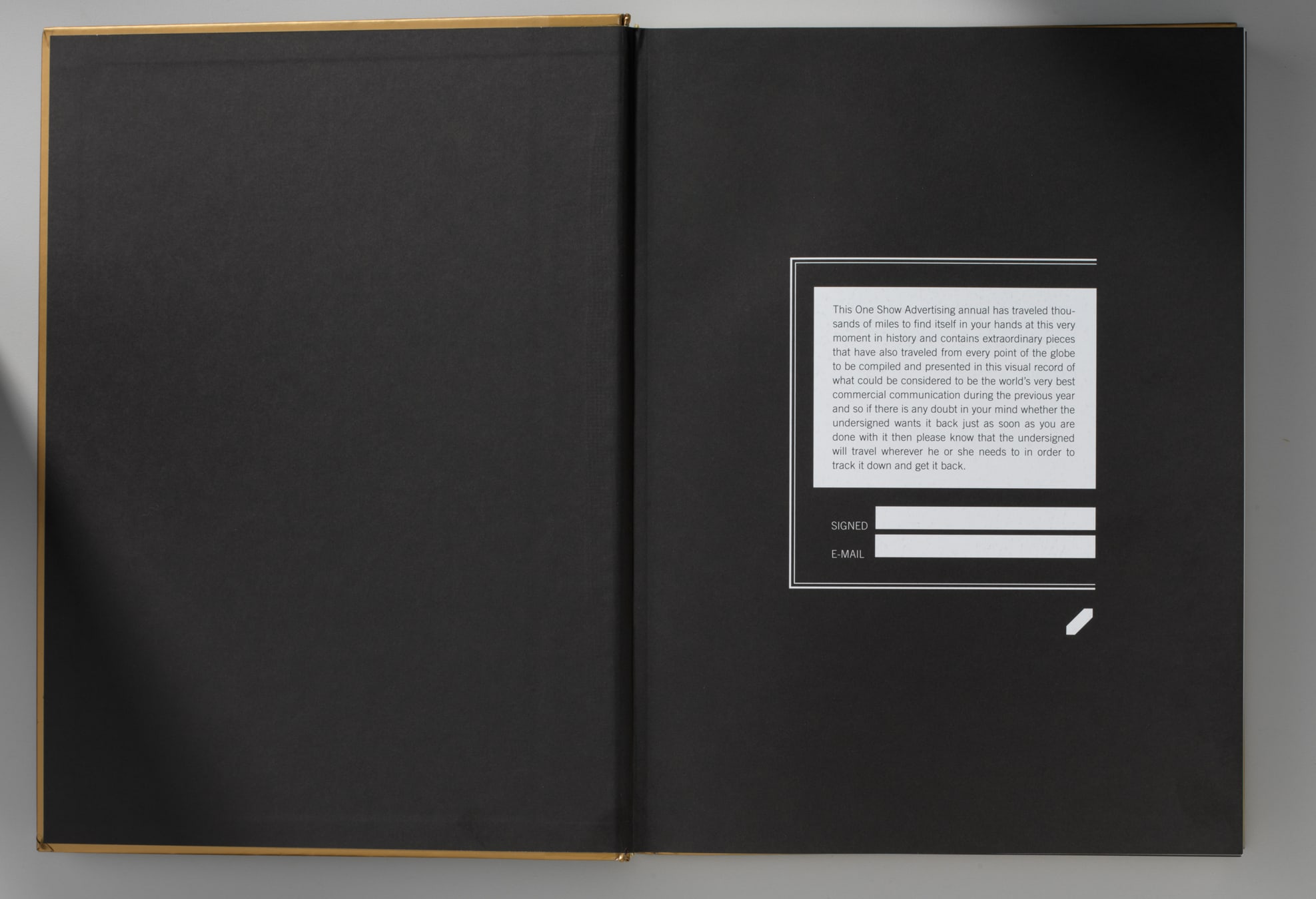 One Show Annuals book design inside cover