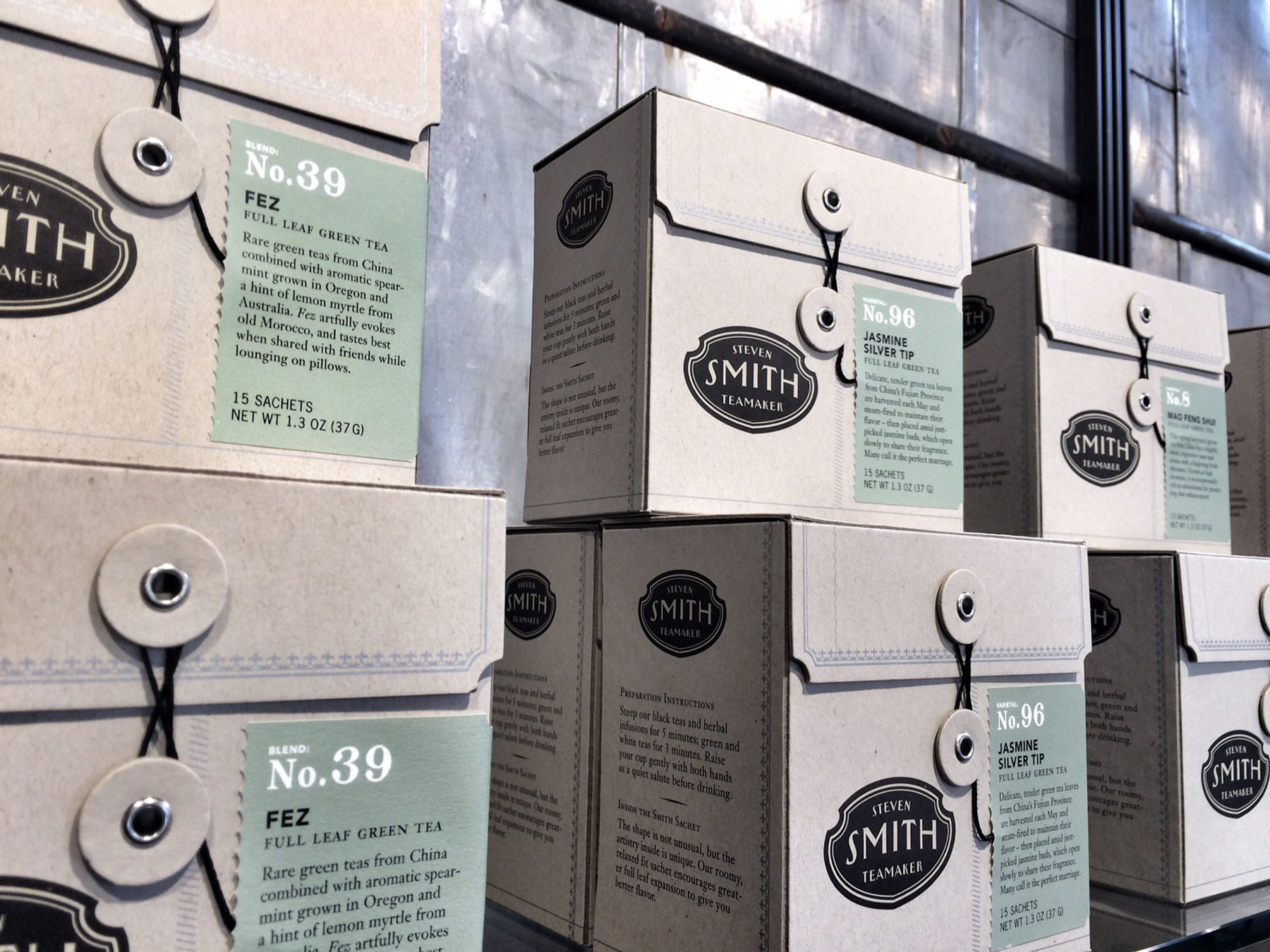 Steven Smith Teamaker retail display design string tie box detail