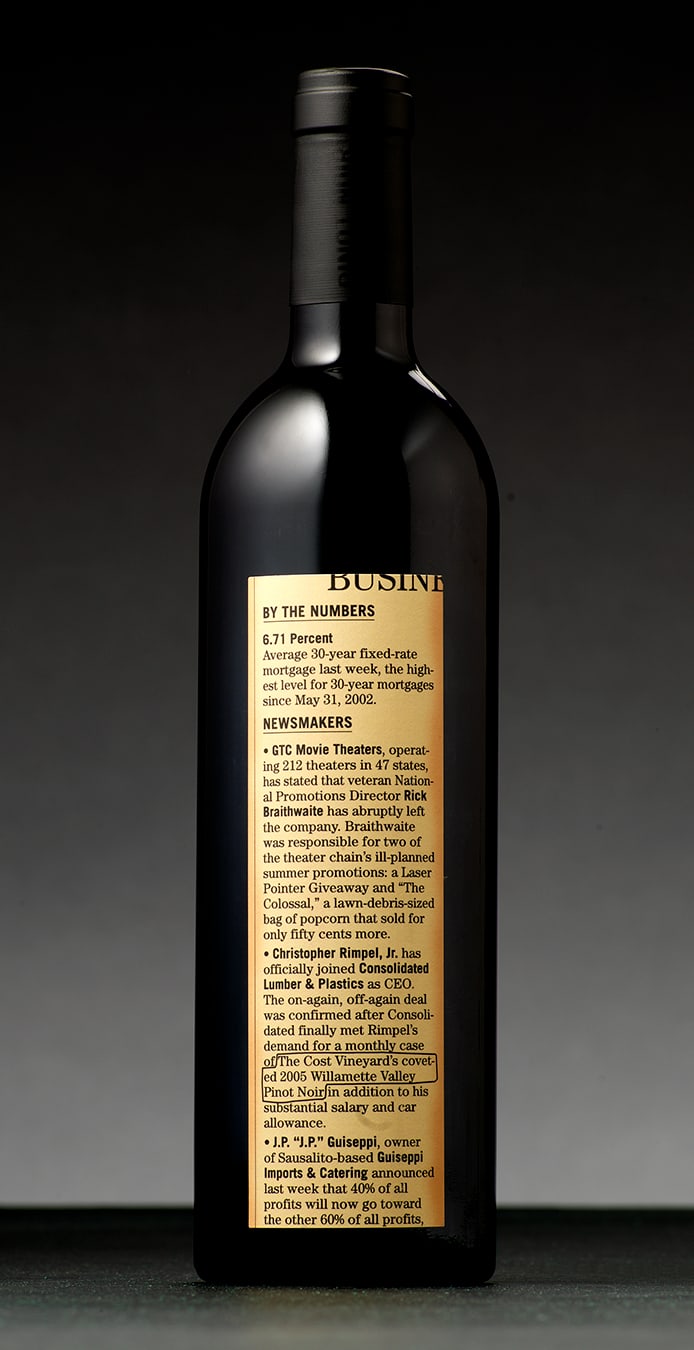 Cost Vineyards wine bottle packaging design