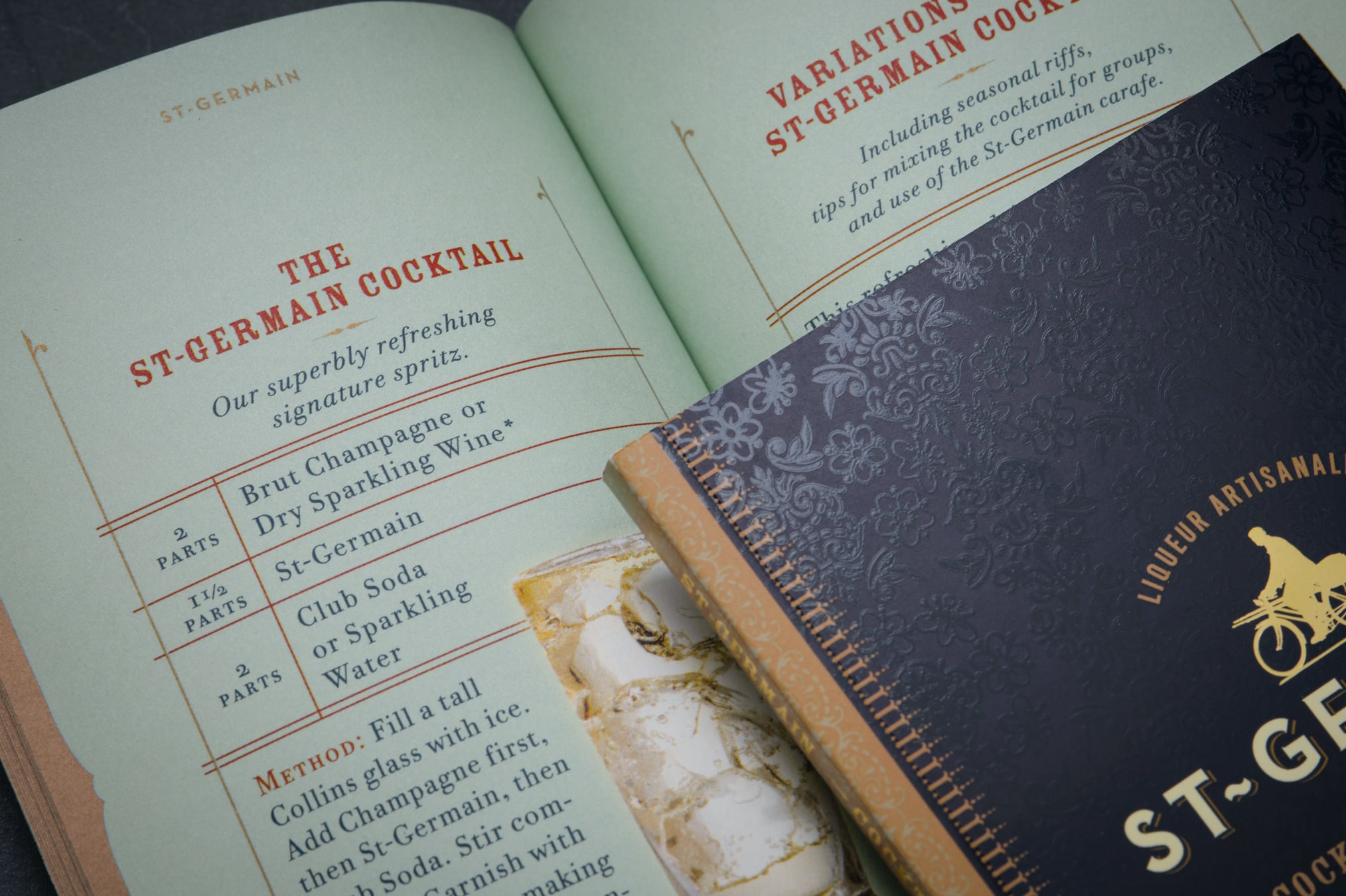 St-Germain spirits promotion design recipe book interior