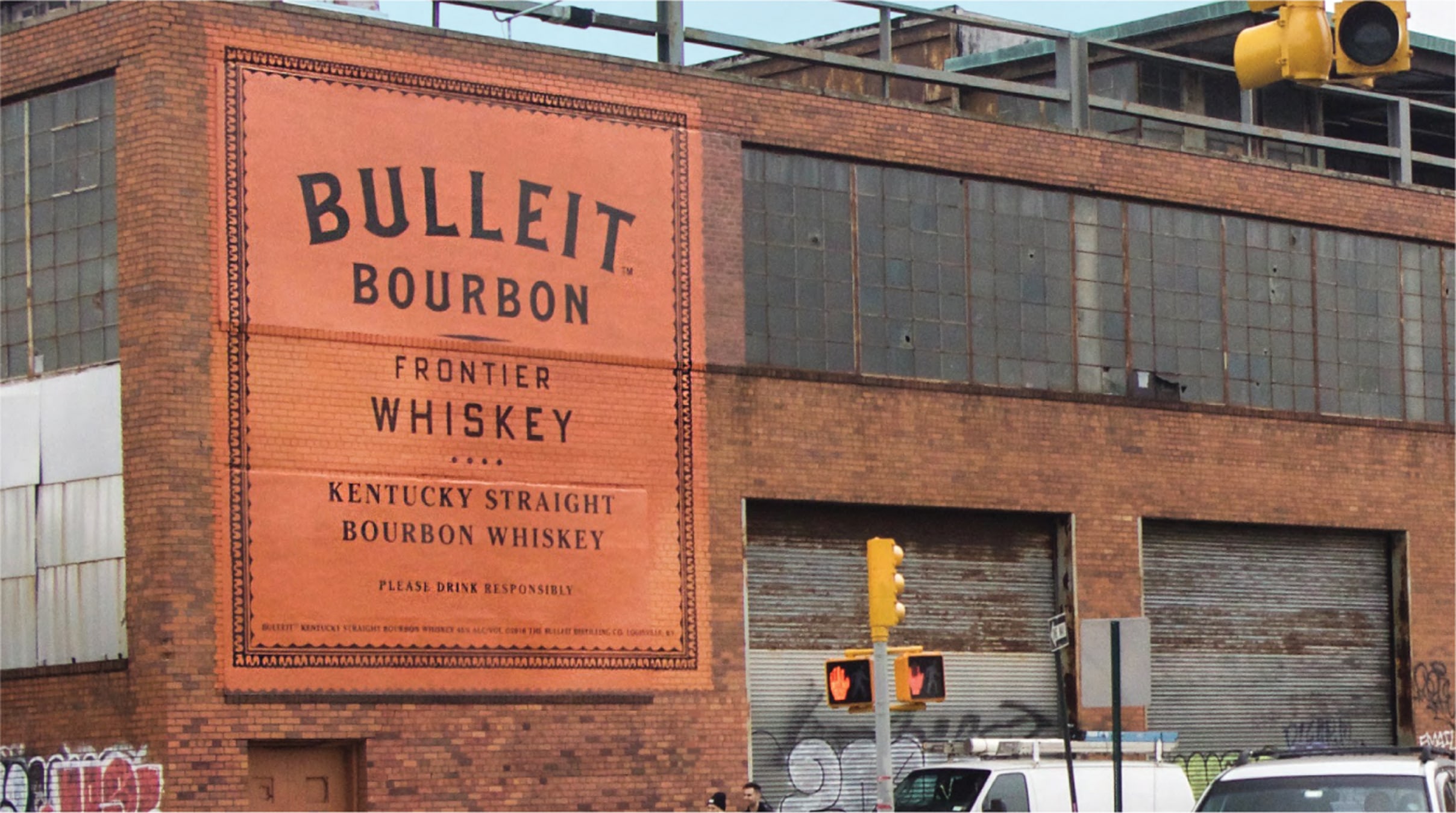 Bulleit Bourbon painted wall sign advertising design