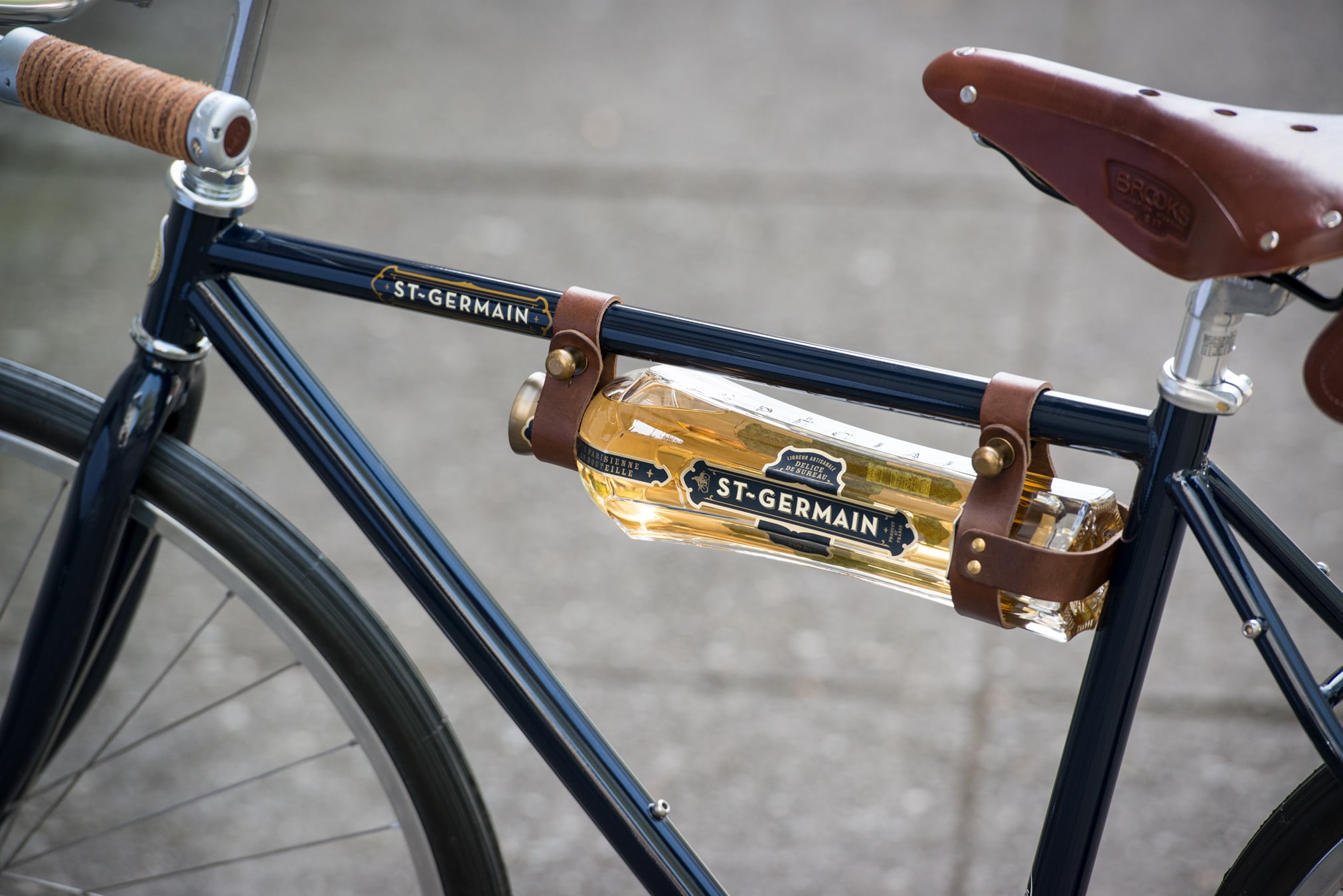 St-Germain spirits brand design bicycle bottle rack