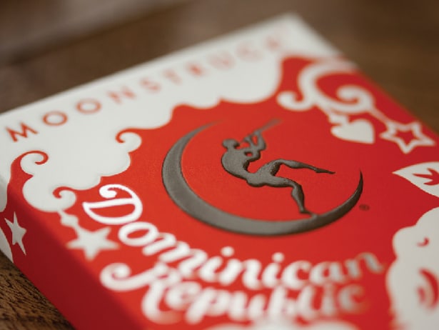 Moonstruck single origin chocolate bar packaging design detail