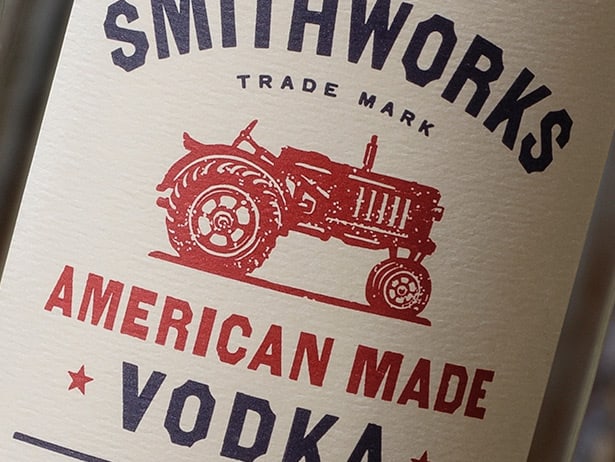 Smithworks American Made Vodka spirits label design detail