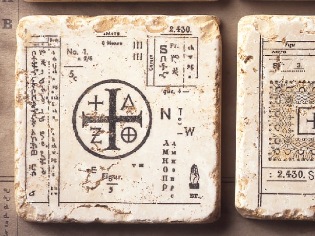 Tazo Tea stone coaster design detail