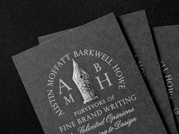 closeup of Austin Moffatt Barkwell Howe business card