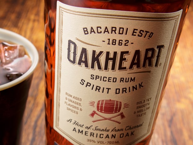 Oakheart Spiced Rum spirits label design detail