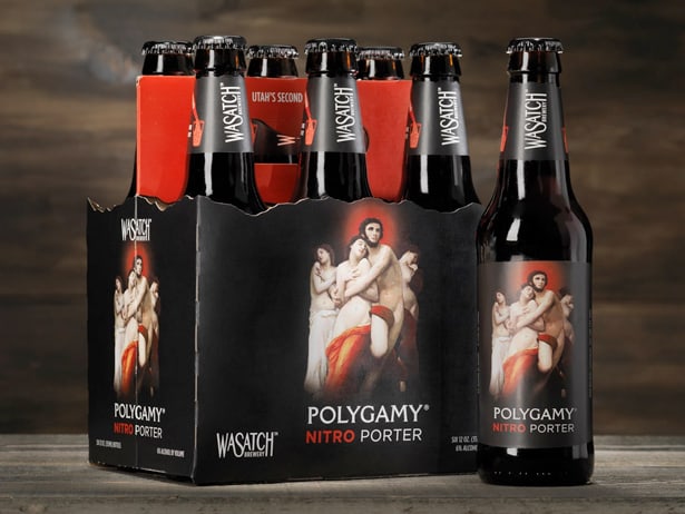 Wasatch Brewery Polygamy Nitro Porter 6-pack and beer bottle design