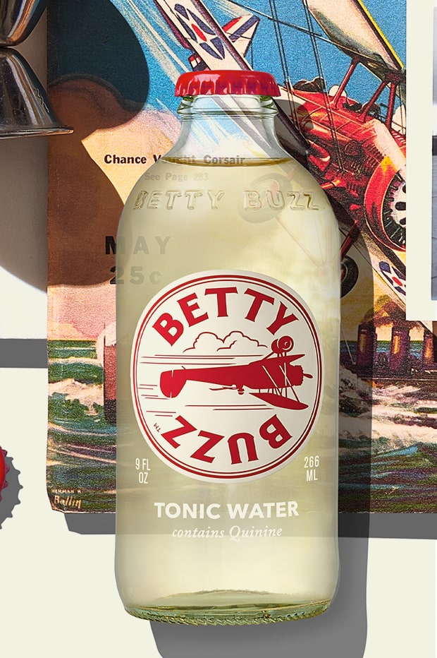 Betty Buzz Tonic Water bottle design