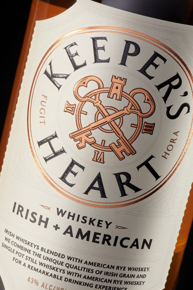 Keeper’s Heart Irish + American Whiskey bottle design label