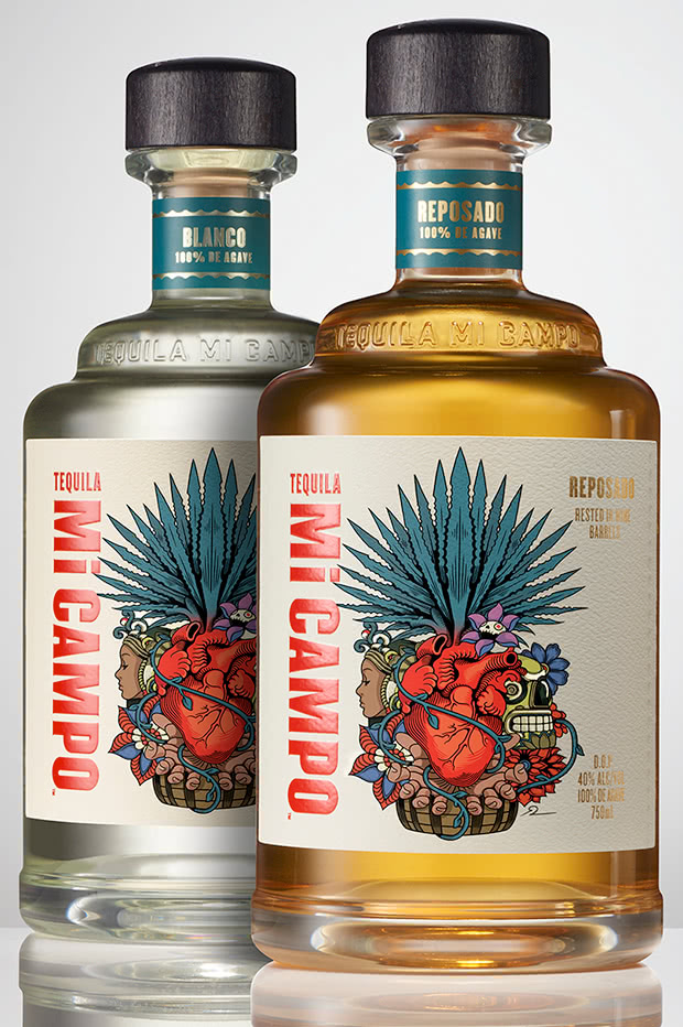 Mi Campo Tequila bottle design