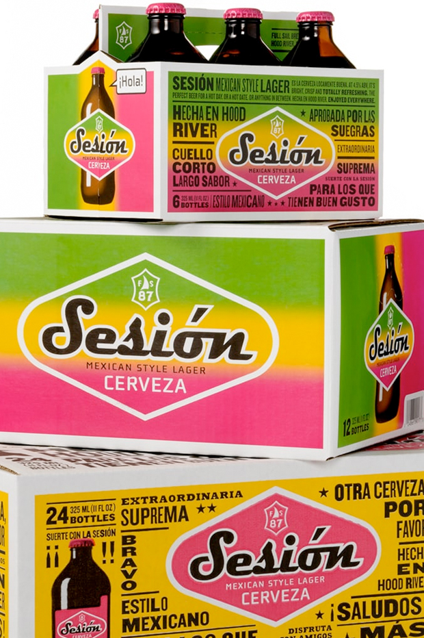 Session Sesion Cerveza beer packaging label and case designs